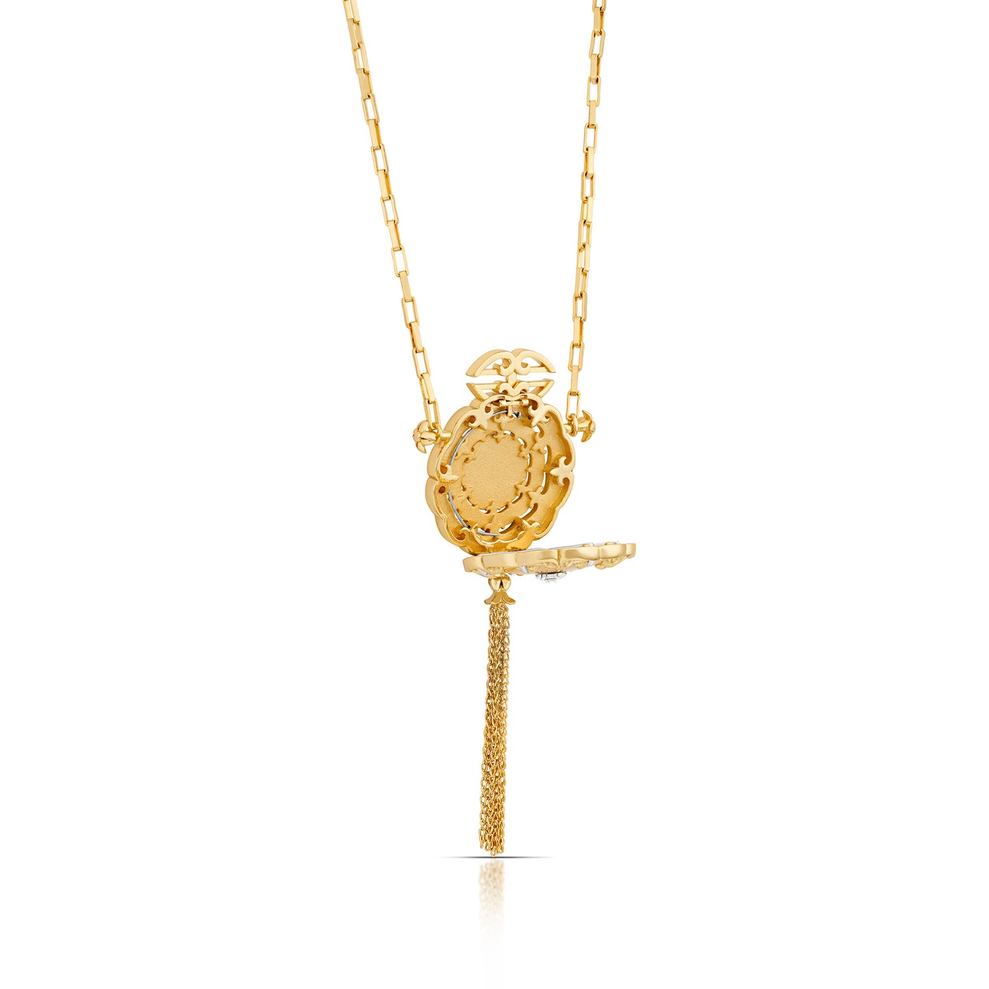 18K Gold Vermeil Fleur-de-Lis Locket Pendant Necklace in Sterling Silver, Hsinyu Candy Chu, HC2610
