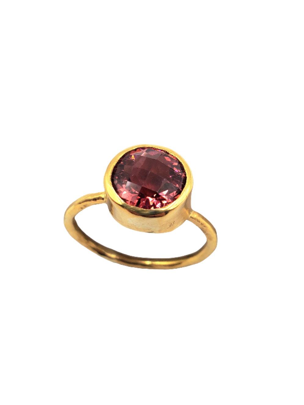 Red Tourmaline Ring in 22k Gold