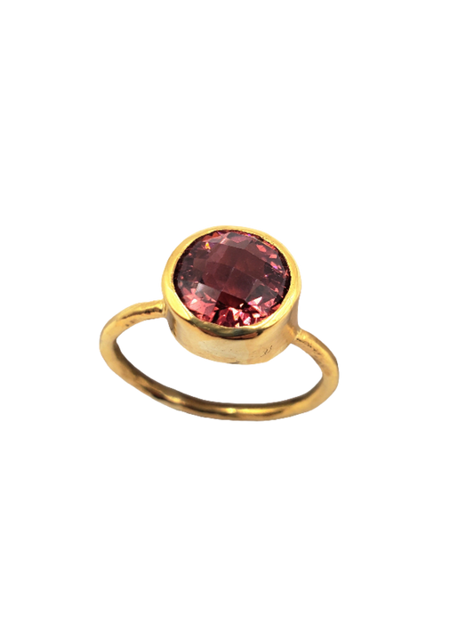 Red Tourmaline Ring in 22k Gold