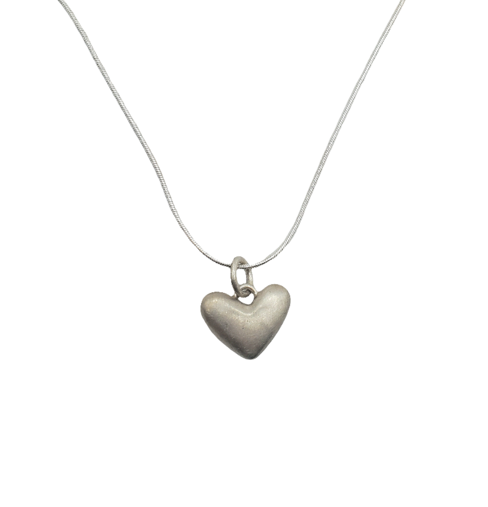 Brushed Silver Heart Pendant (short)