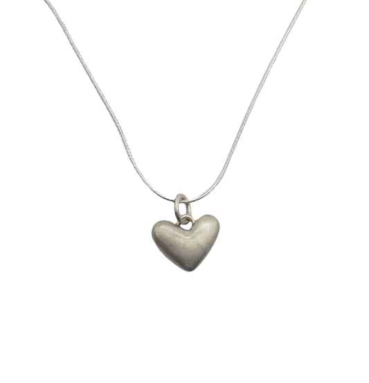 Brushed Silver Heart Pendant (short)