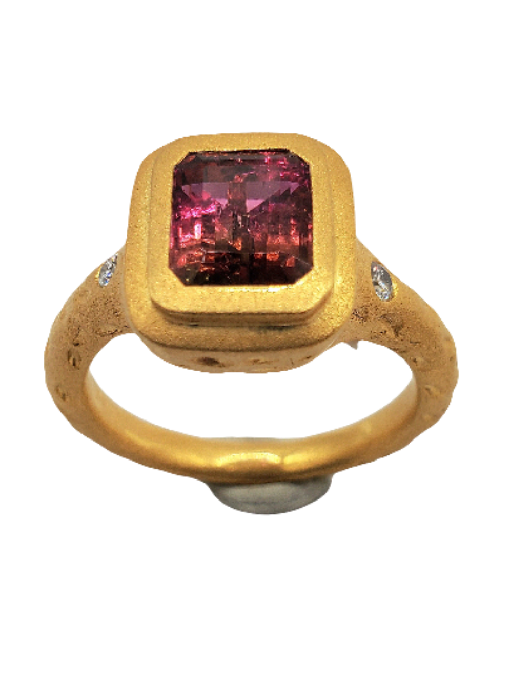 Yellow Gold Watermelon Tourmaline Ring