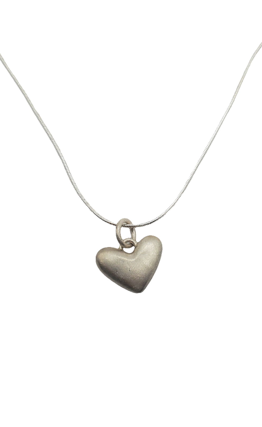 Brushed Silver Heart Pendant (short)