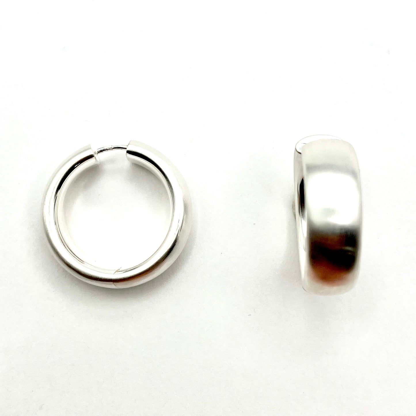 Sterling Silver 3cm Flat Fat Hoop Earrings, C330640, Doris Leidt