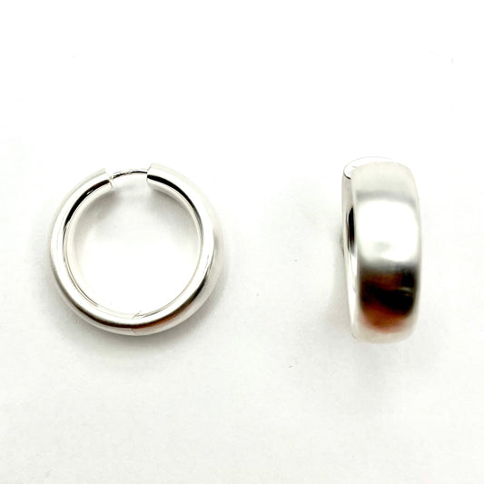 Sterling Silver 3cm Flat Fat Hoop Earrings, C330640, Doris Leidt