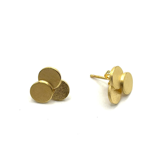 24K Gold Vermeil Cluster Disc Stud Earrings , OS1567, Doris Leidt