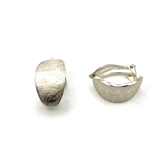 Brushed Sterling Silver Clip Earrings, Doris Leidt