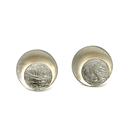 Sterling Silver Double Convex Dome Stud Earrings, Doris Leidt