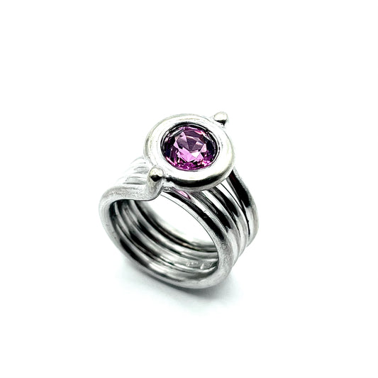 Sterling Silver Pink CZ Ring