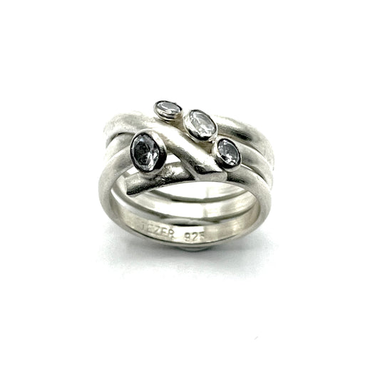 Sterling Silver Bezeled CZ Ring