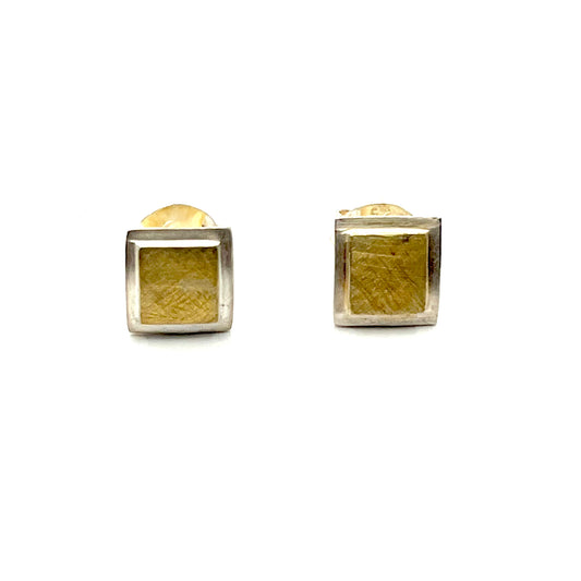 Sterling Silver & 24K Vermeil Square Stud Earrings, OS205255, Doris Leidt