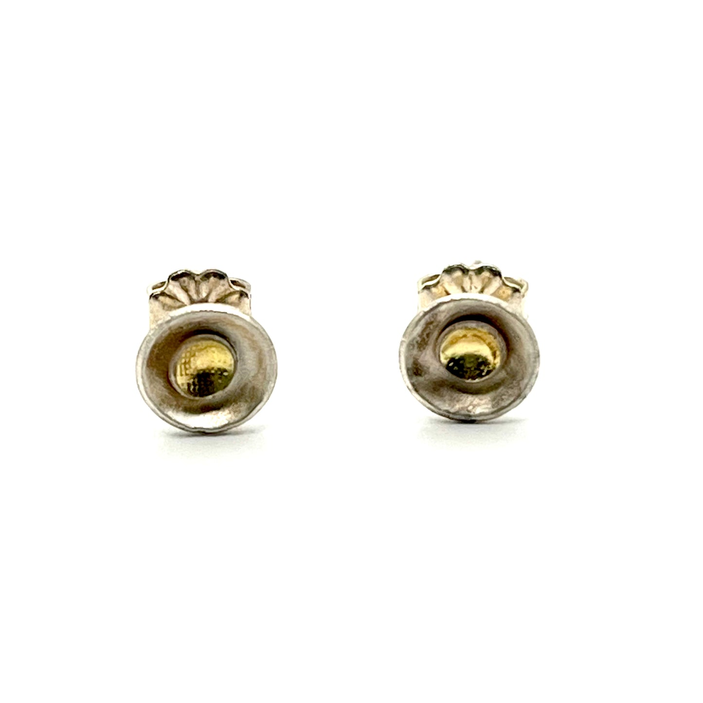 Sterling Silver & 24K Vermeil Double Convex Dome Stud Earrings, Doris Leidt