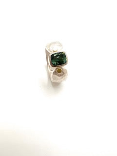 Bowtie Ring, Sterling Silver, 18kt Gold, Tourmaline