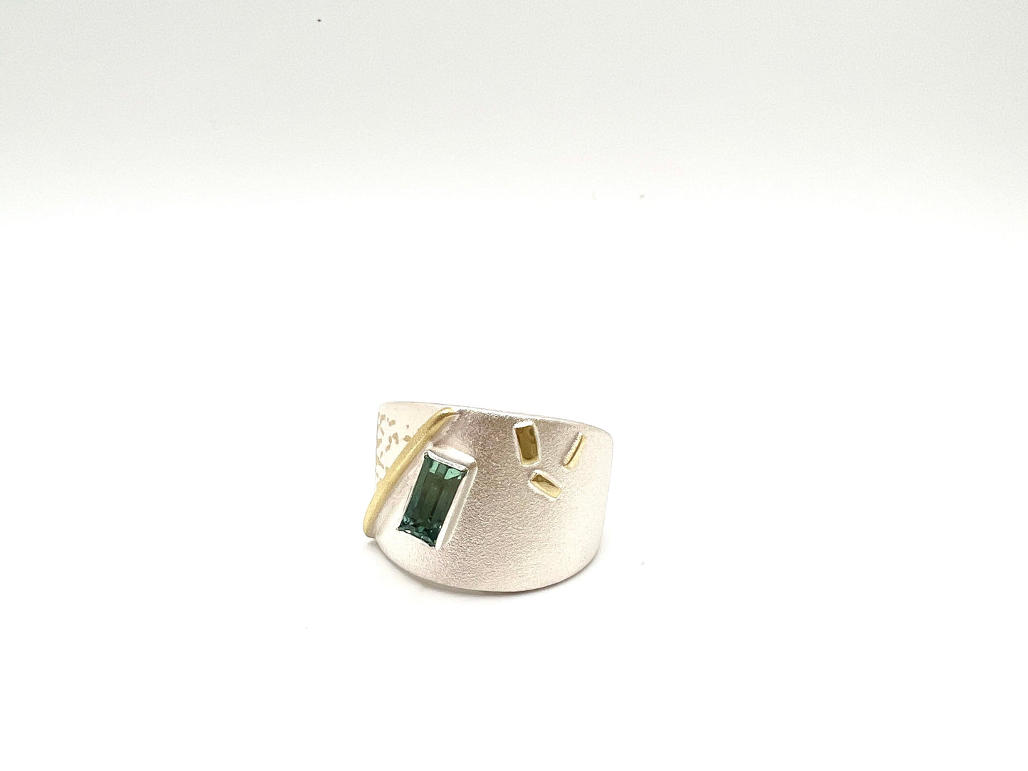 Aerial View Ring ,Sterling Silver, 18kt Gold, Tourmaline