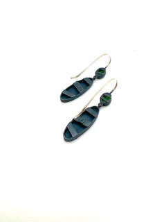 Oxidized Sterling Silver, 18kt gold,Chrome Diopside Earrings
