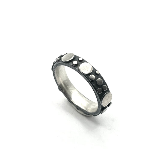 Oxidized Sterling Silver Disco Ring- Size 7, DK2513, Dahlia Kanner