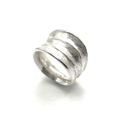 Sterling Silver Three-Row Tapered Wide Horn Ring- Size 7, DK2512, Dahlia Kanner