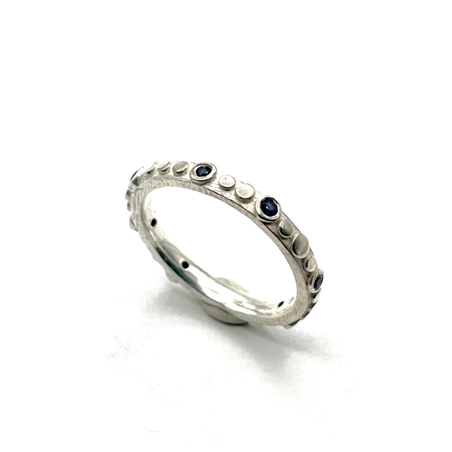 Sterling Silver Thin Disco Ring with Sapphires- Size 8, DK2516, Dahlia Kanner