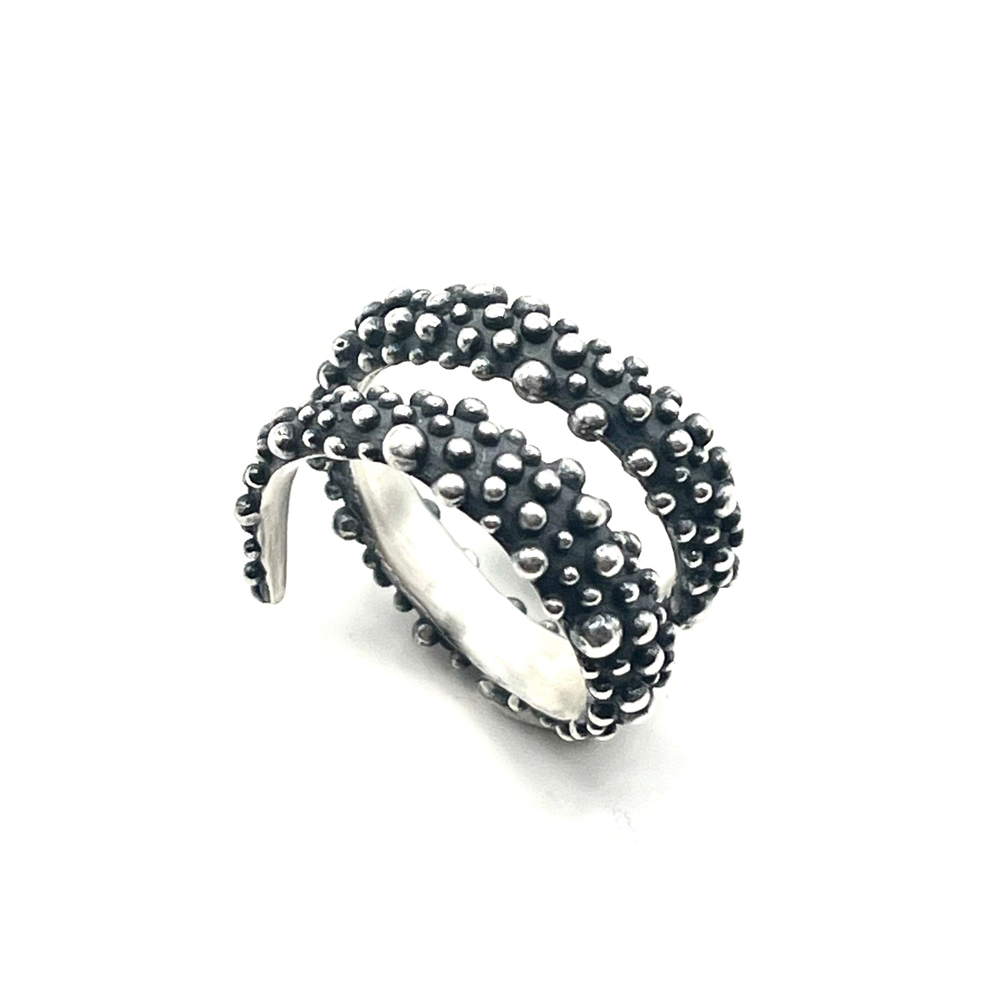 Oxidized Bumpy Spiral Sterling Silver Ring-Size 6.5, DK2510, Dahlia Kanner