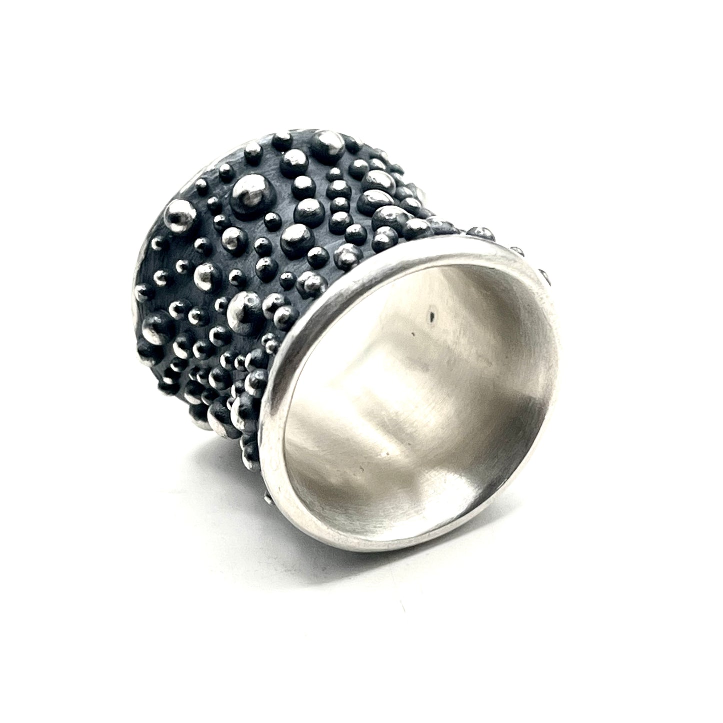 Oxidized Sterling Silver Bumpy Wide Corset Ring- Size 9.5, DK2509, Dahlia Kanner