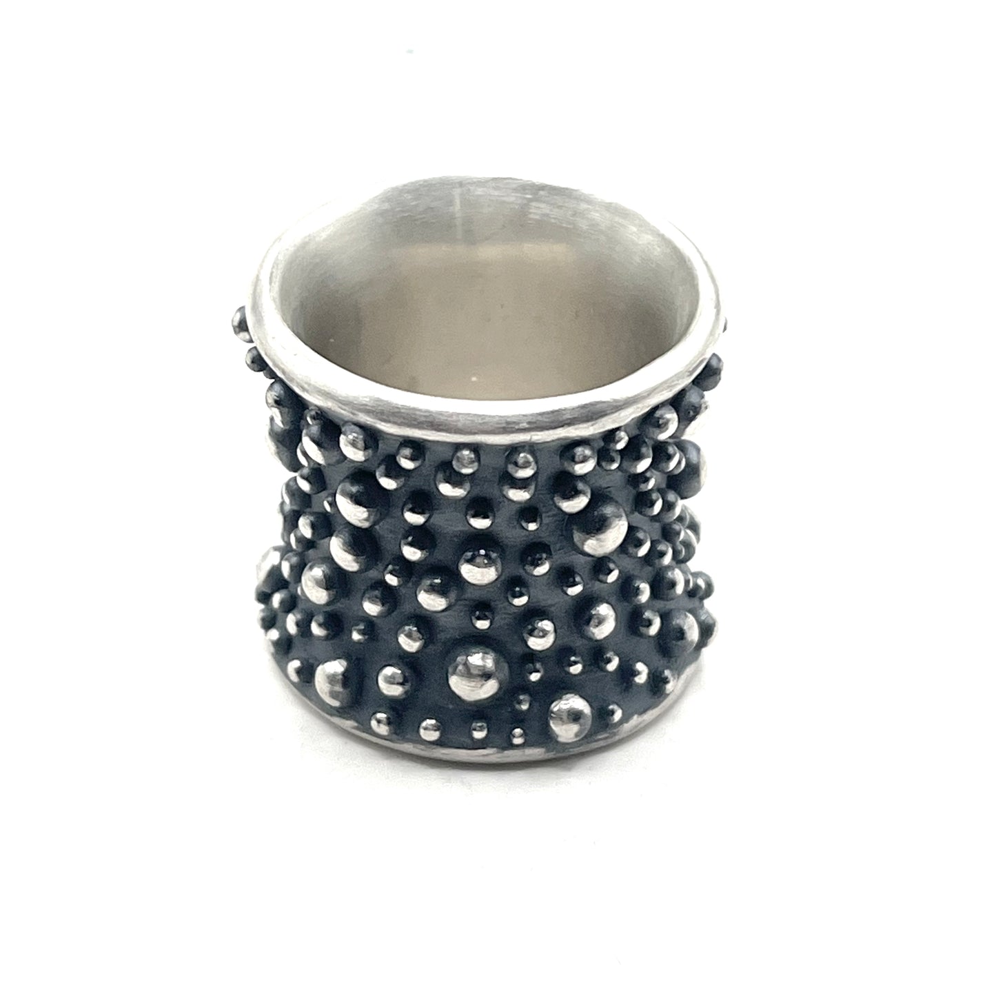 Oxidized Sterling Silver Bumpy Wide Corset Ring- Size 9.5, DK2509, Dahlia Kanner