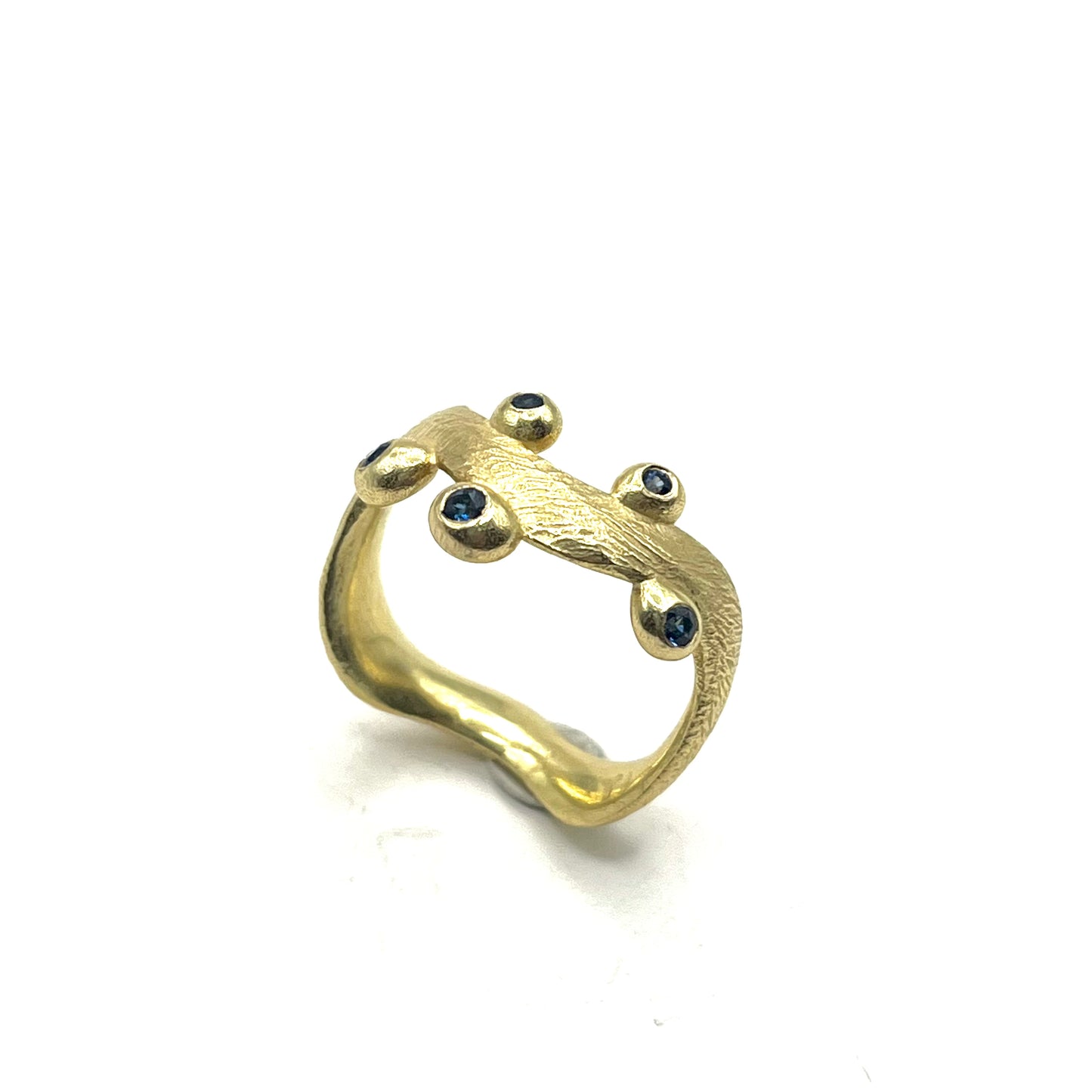 18kt Gold Seaweed Ring with Sapphires- Size 7, DK2518, Dahlia Kanner