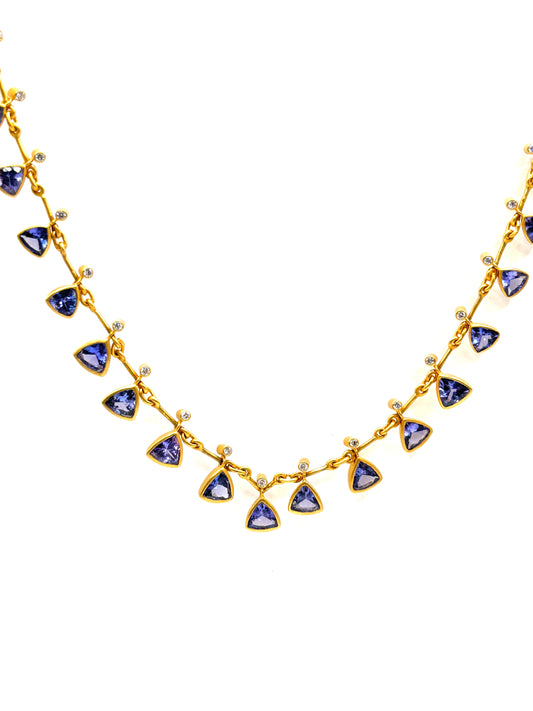 18kt Gold Tanzanite & Diamond Necklace