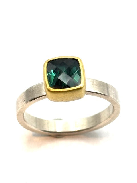 22kt/SS Tourmaline Cushion Ring