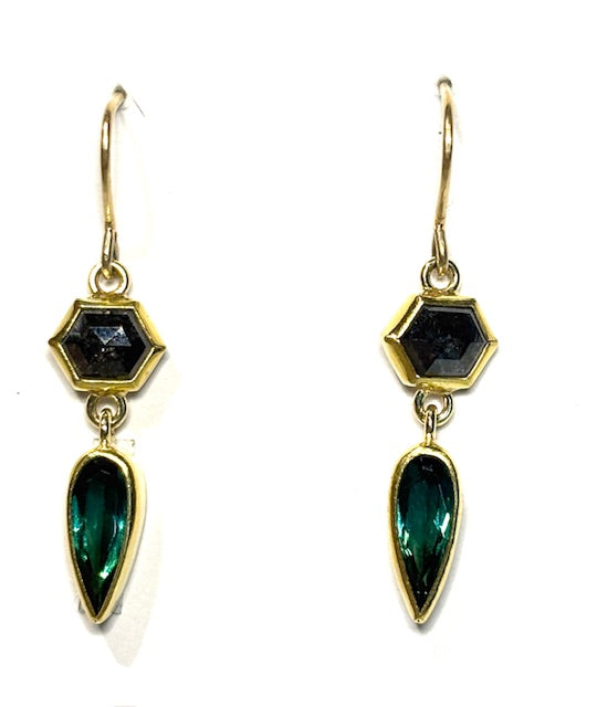 22k/18k gold Tourmaline Diamond Earrings