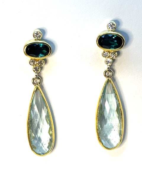 Blue Tourmaline Aqua Earrings