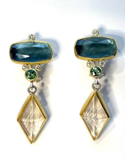 Tourmaline Quartz Diamond Earrings