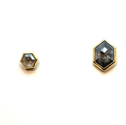 Grey Diamond Hexagon Stud Earrings, 3.22ct
