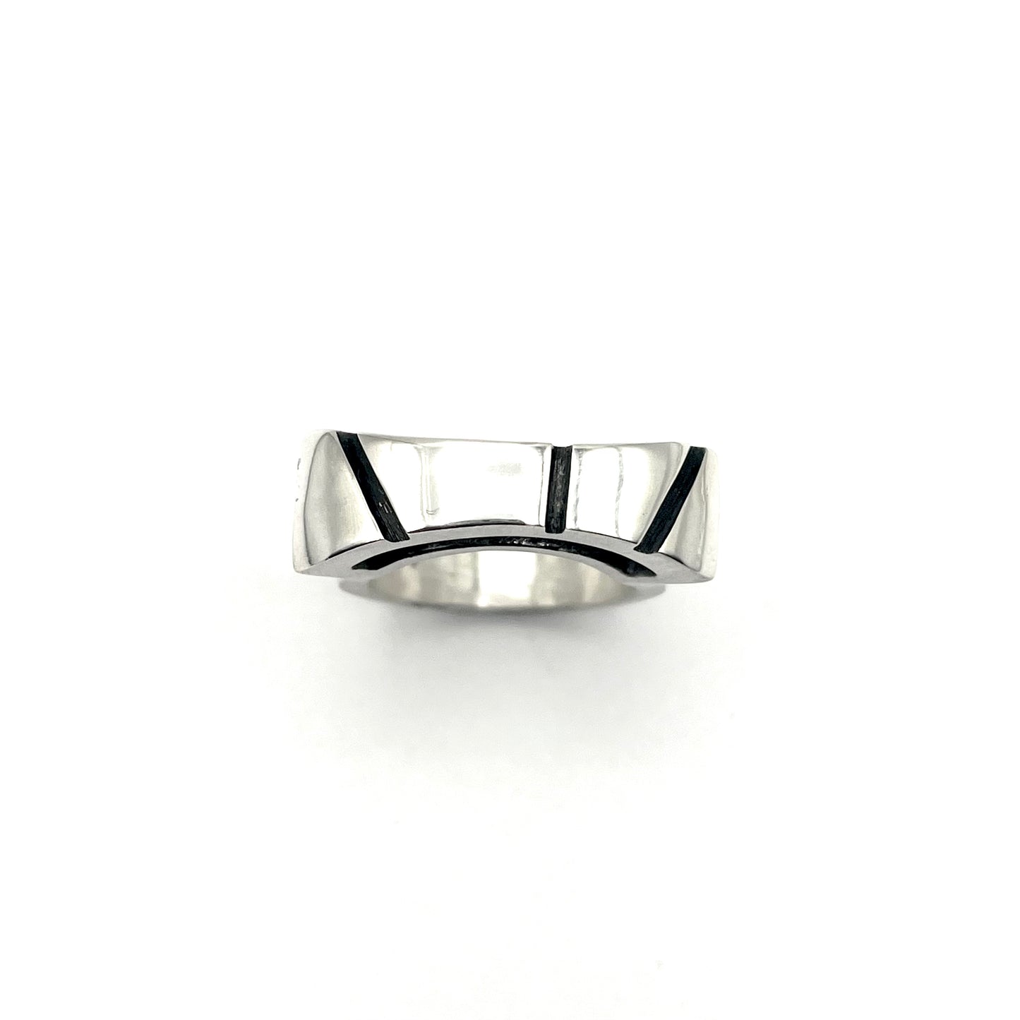 Sterling Silver Ring with Oxidized Groove Design – Size 7, RE2045.29, Reba Engel