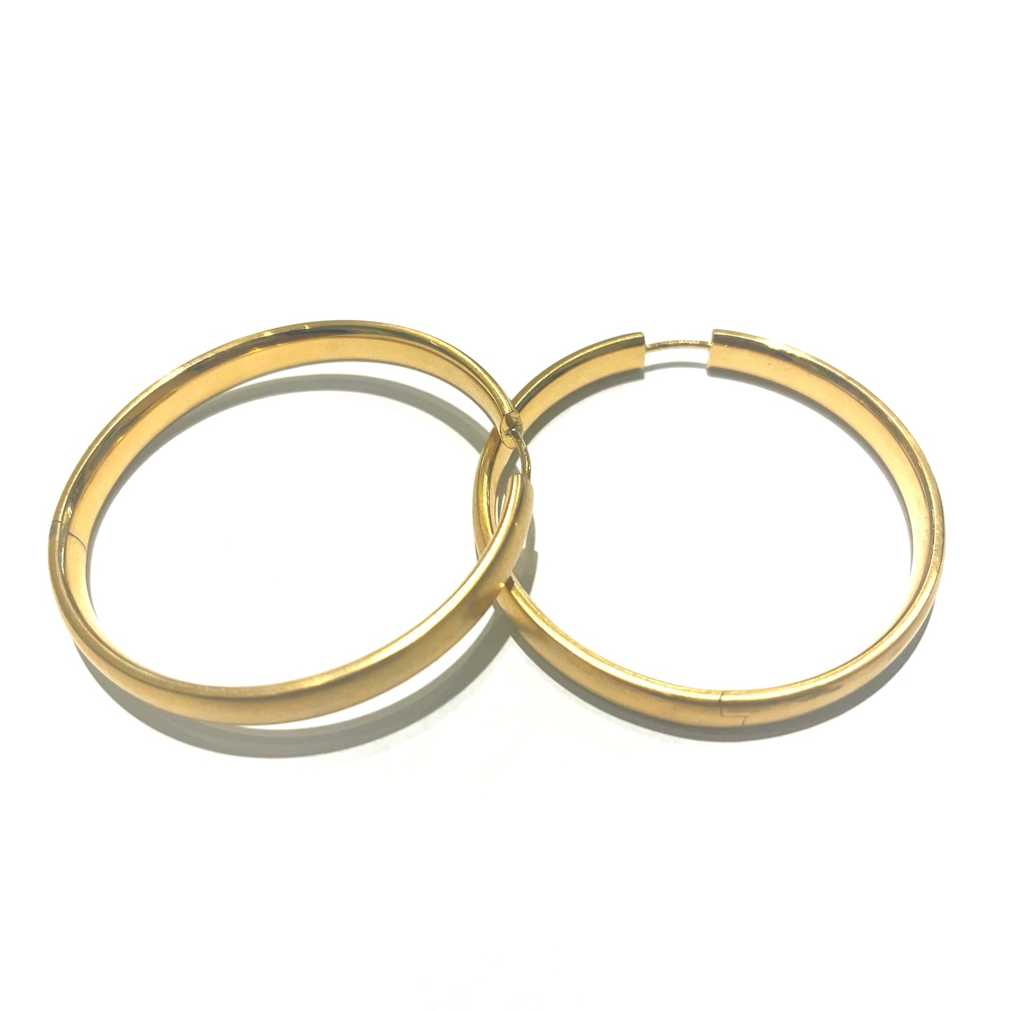 24KT Vermeil Flat Half Round Hoop Earrings in Sterling Silver