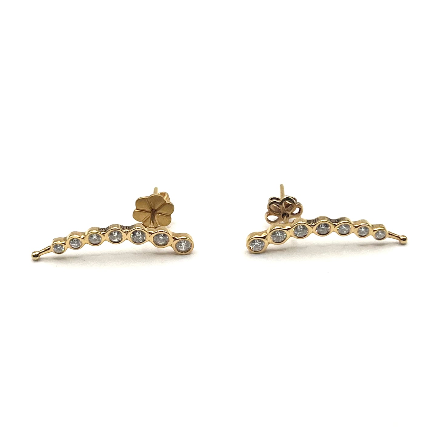 18KT Yellow Gold Graduated Seven-Diamond Post Earrings, KS297, Kanwar Singh