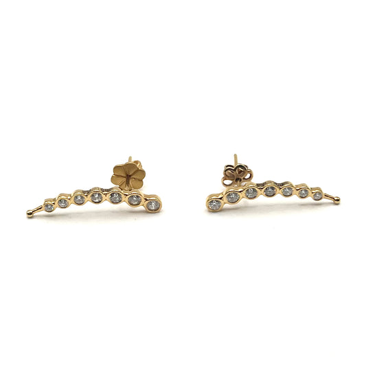 18KT Yellow Gold Graduated Seven-Diamond Post Earrings, KS297, Kanwar Singh
