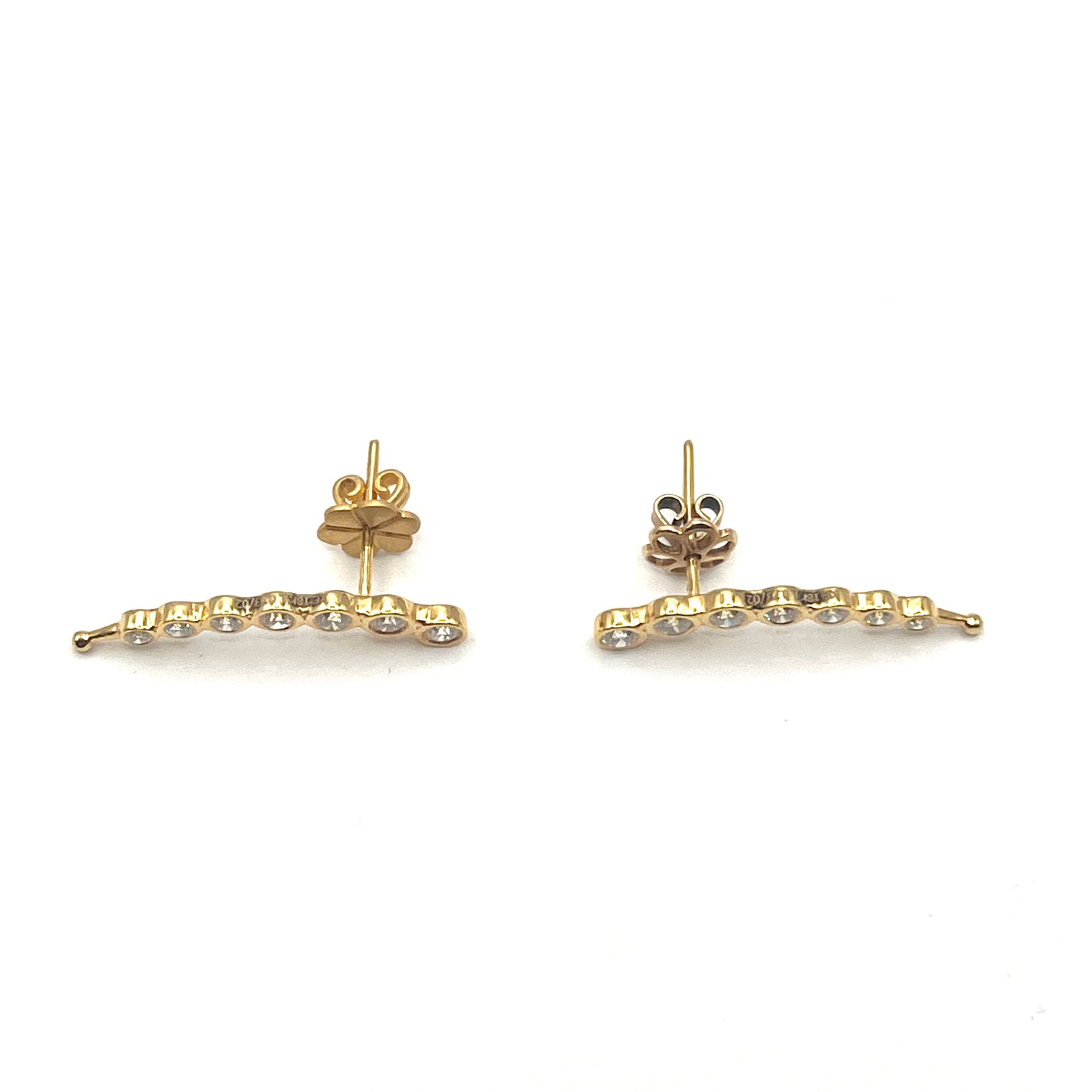 18KT Yellow Gold Graduated Seven-Diamond Post Earrings, KS297, Kanwar Singh