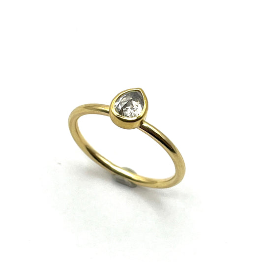 22kt & 18kt Yellow Gold Icy Diamond Drop Ring, SW162, Sam Woehrmann