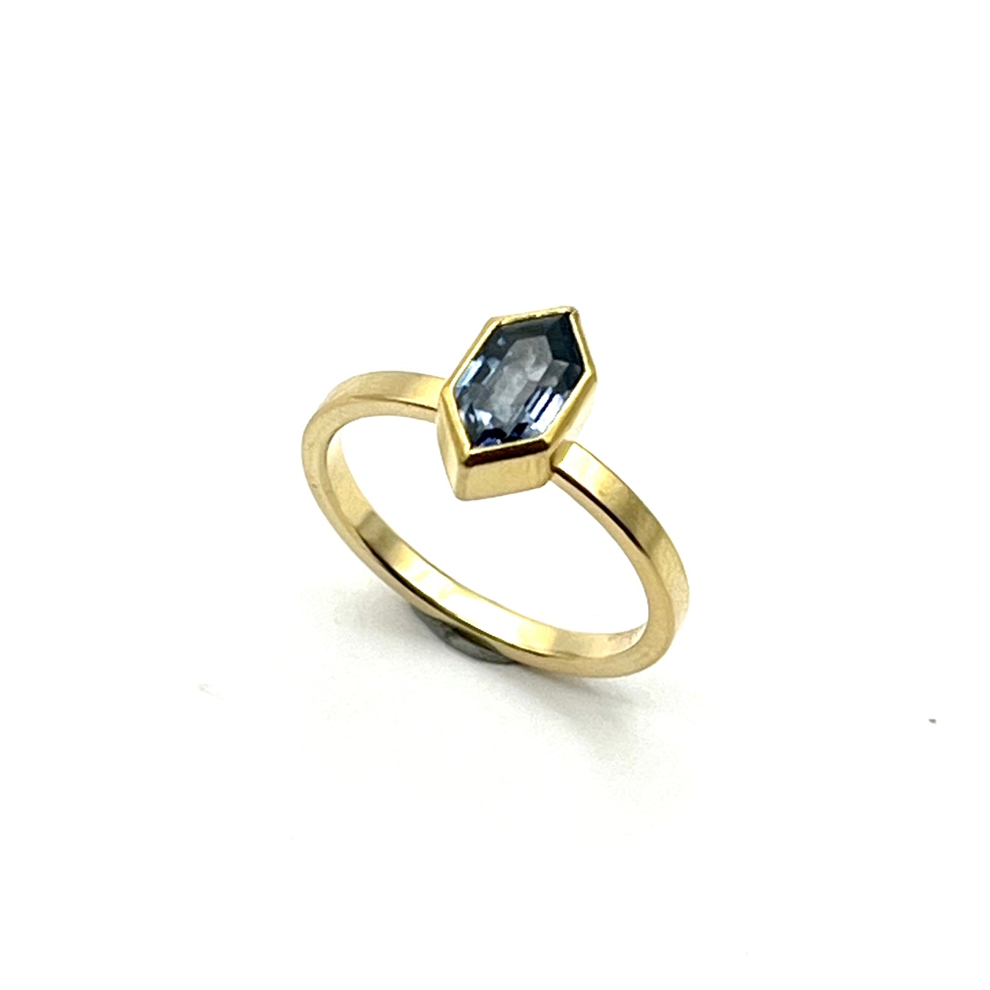 22kt & 18kt Gold Sappire Long Hexagon Ring, SW169, Sam Woehrmann