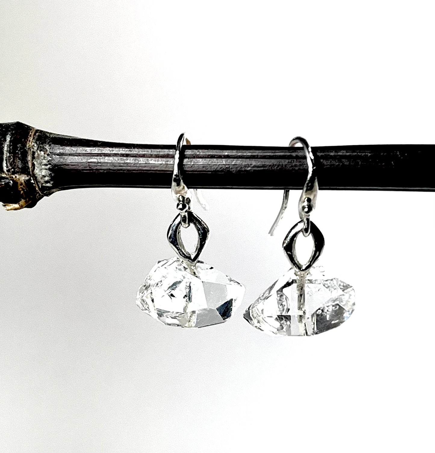 Sterling Silver “Eye” Amulet Earrings with Herkimer Quartz, RE753.98, Reba Engel