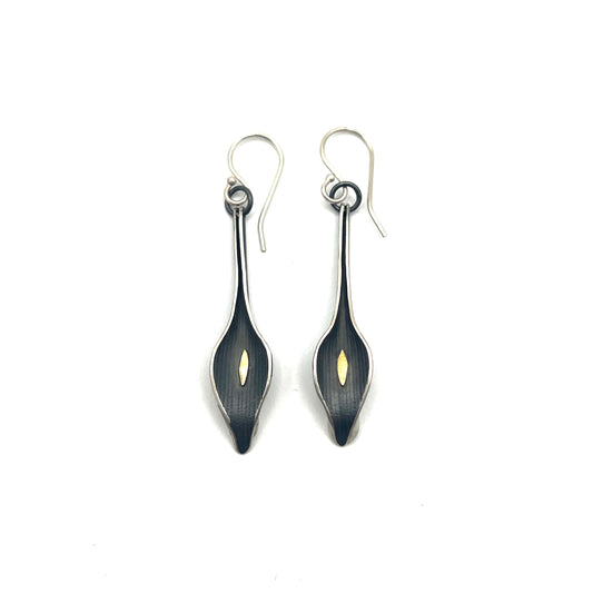 18kt & Oxidized Sterling Silver Earrings, OM25-022, Owen Mclnerney