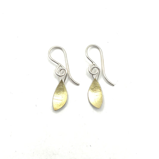 Sterling Silver & 18kt Textured Leaves Earrings, OM25-132, Owen Mclnerney