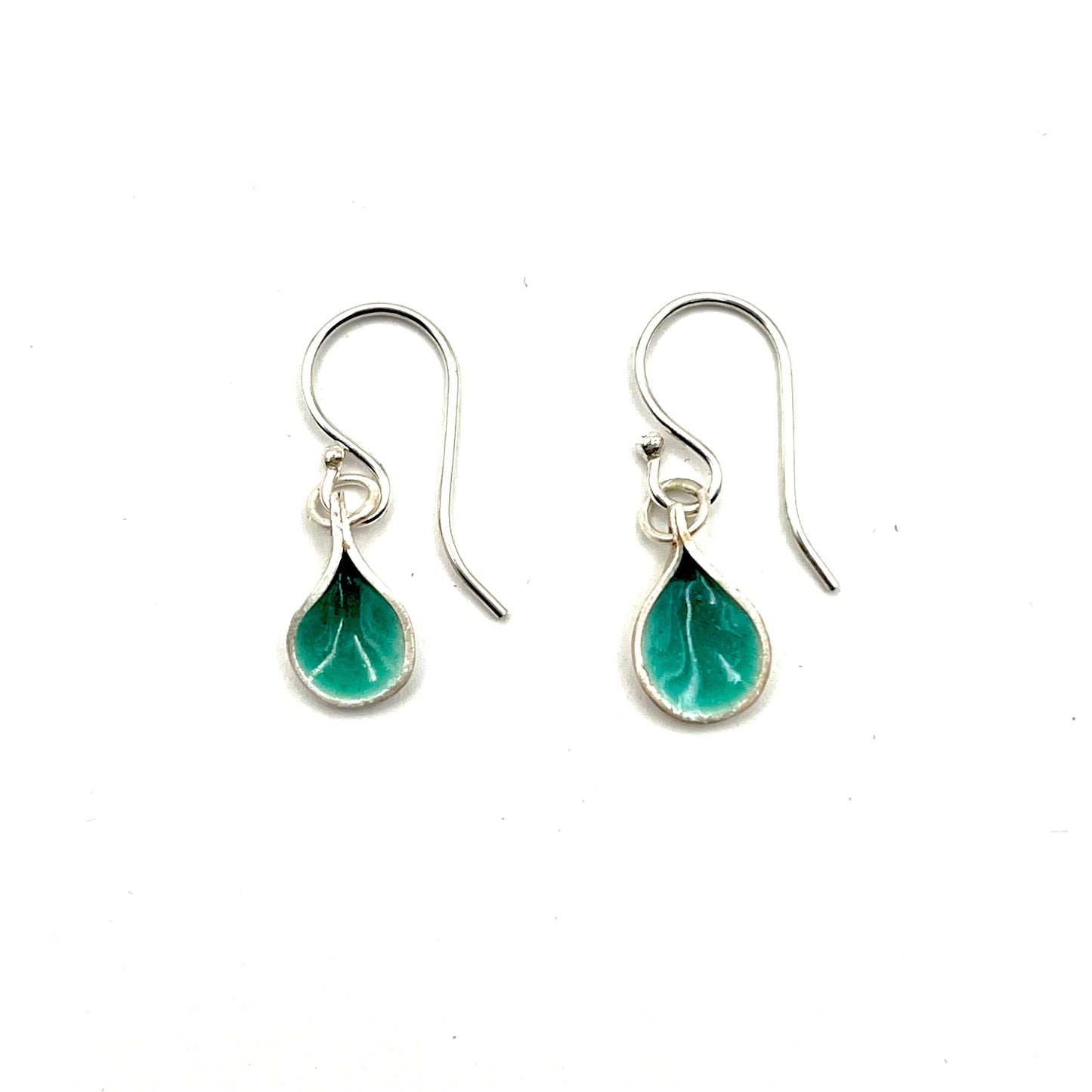 Silver Aquamarine Blue Enameled Earrings, OM25-139, Owen Mclnerney