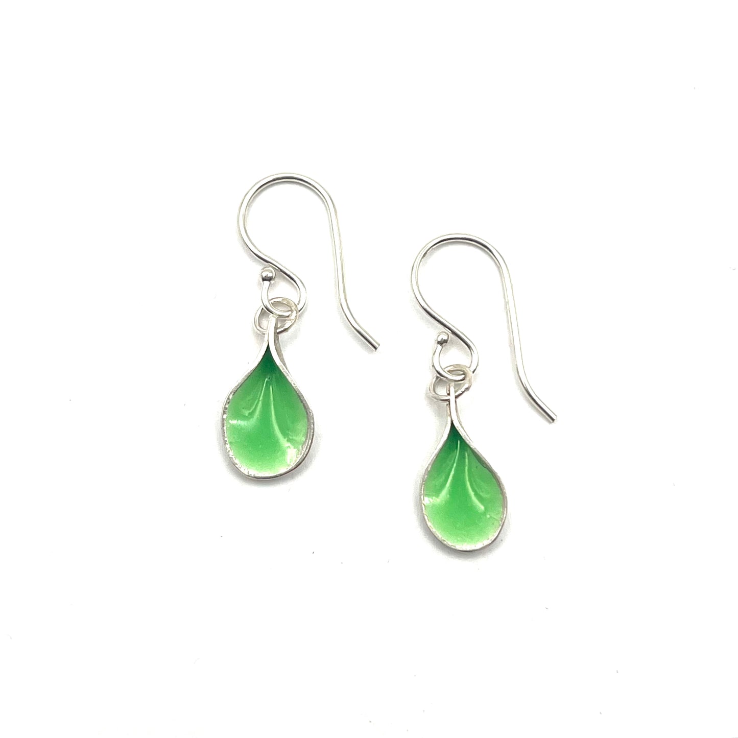 Silver Chartreuse Enameled Earrings, OM25140, Owen Mclnerney