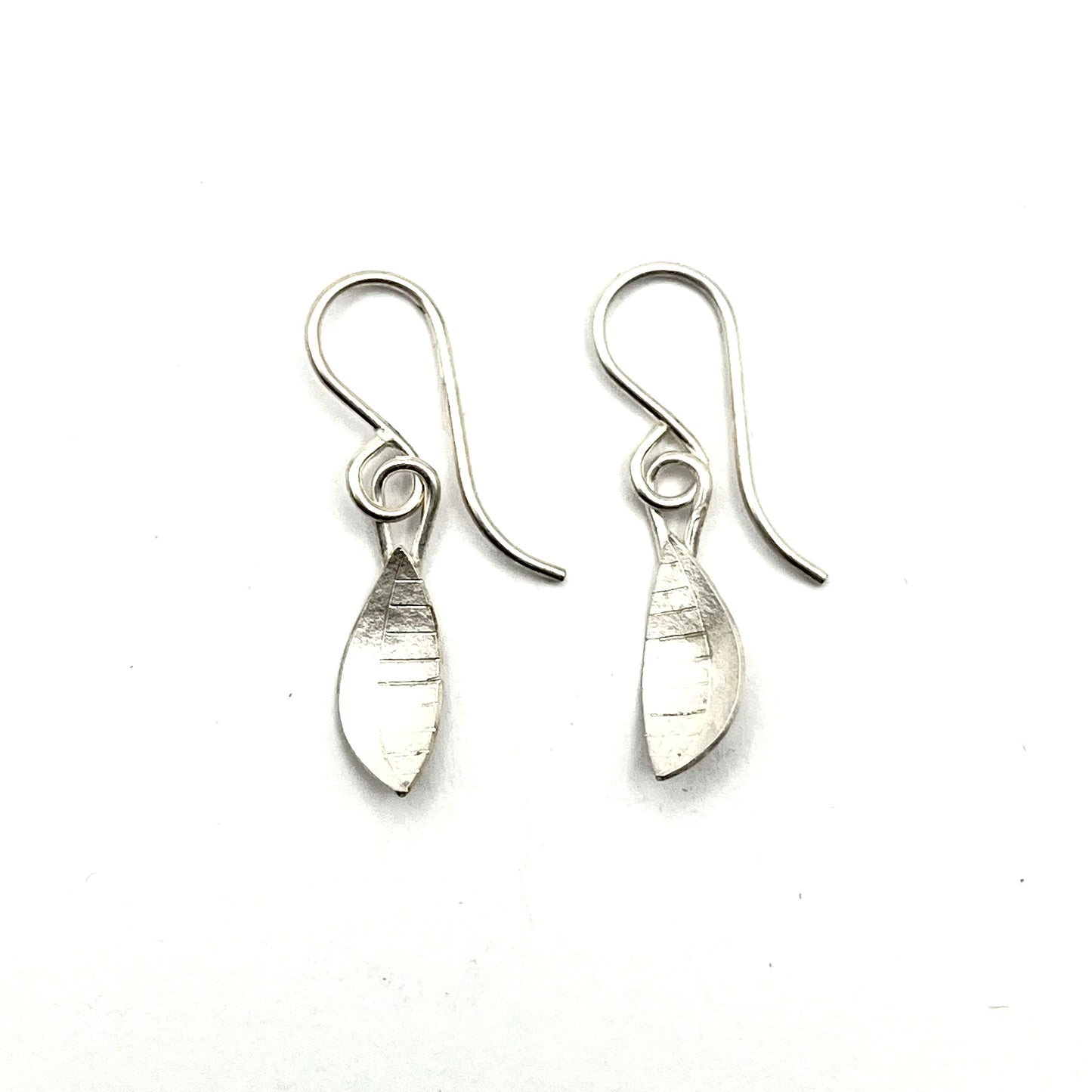 Sterling Silver Textured Leaves Earrings, OM25-135, Owen Mclnerney