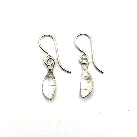 Sterling Silver Textured Leaves Earrings, OM25-135, Owen Mclnerney