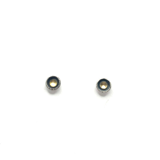 18kt & Oxidized Sterling Silver Stud Earrings, OM25-020, Owen Mclnerney