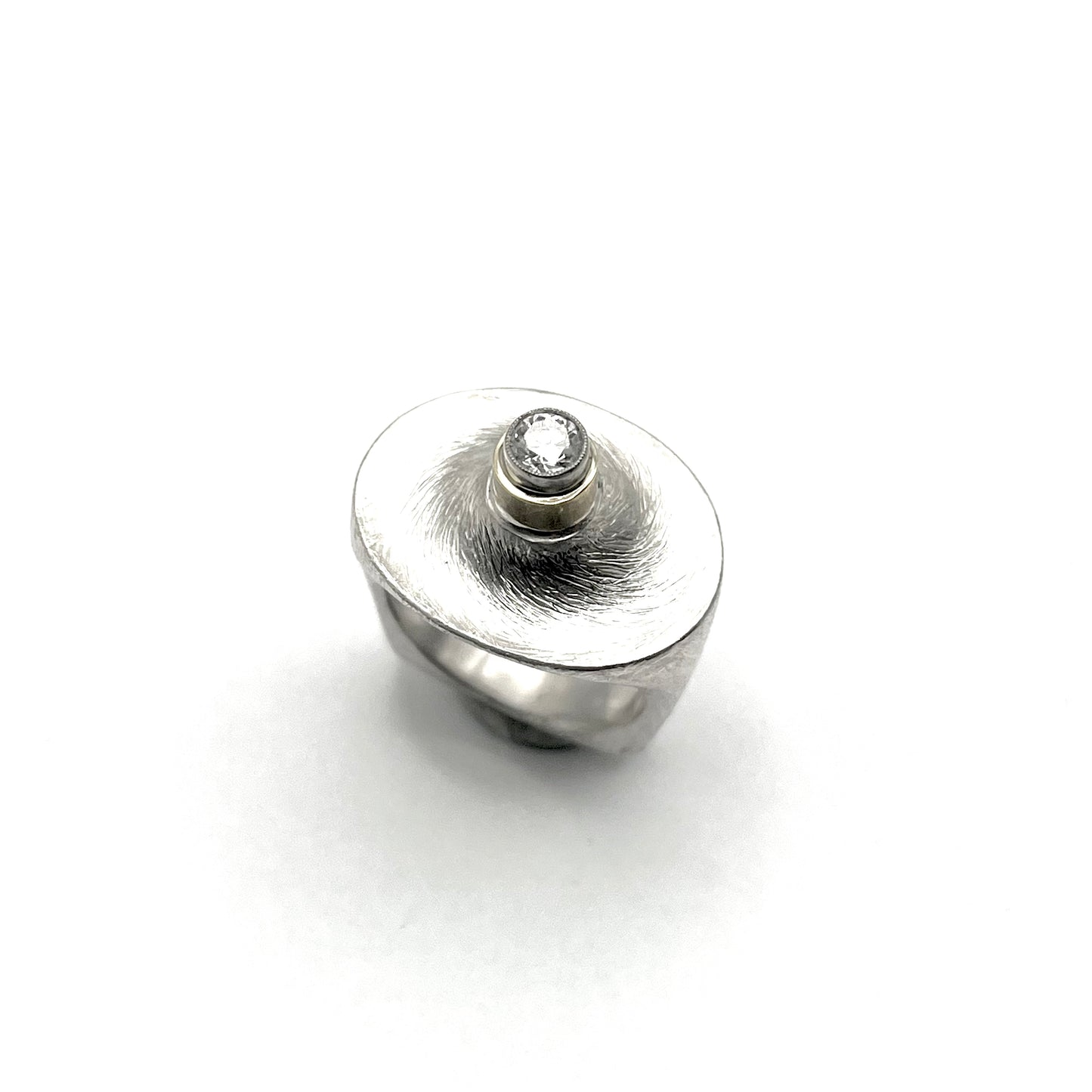 Sterling Silver Ring with 18K Gold and Platinum Bezel Set Diamond, Julie Harris