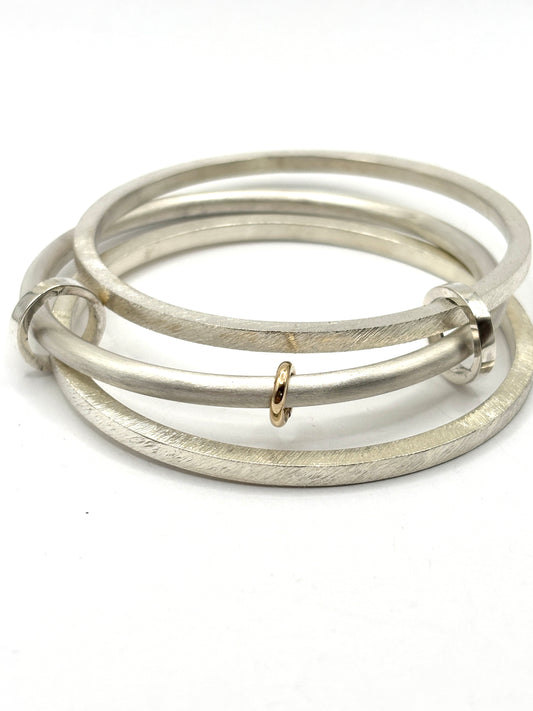 Sterling Silver and 18K Gold Triple Bracelet, Julie Harris