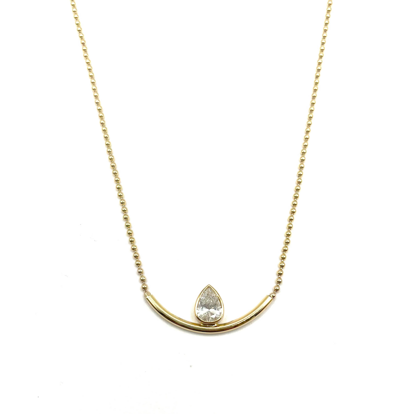 18kt Bezel Set Pear Shape Diamond Necklace, JH0026, Julie Harris